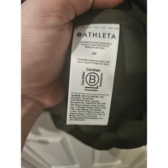 Athleta Cropped Stretch Tech Top Green Womens 3X NWT Button‎ up Collared Work - Picture 6 of 8